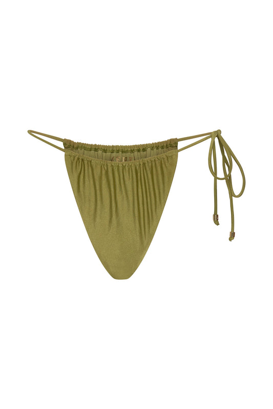 Andie Ruched String Side Bikini Brief - Olive