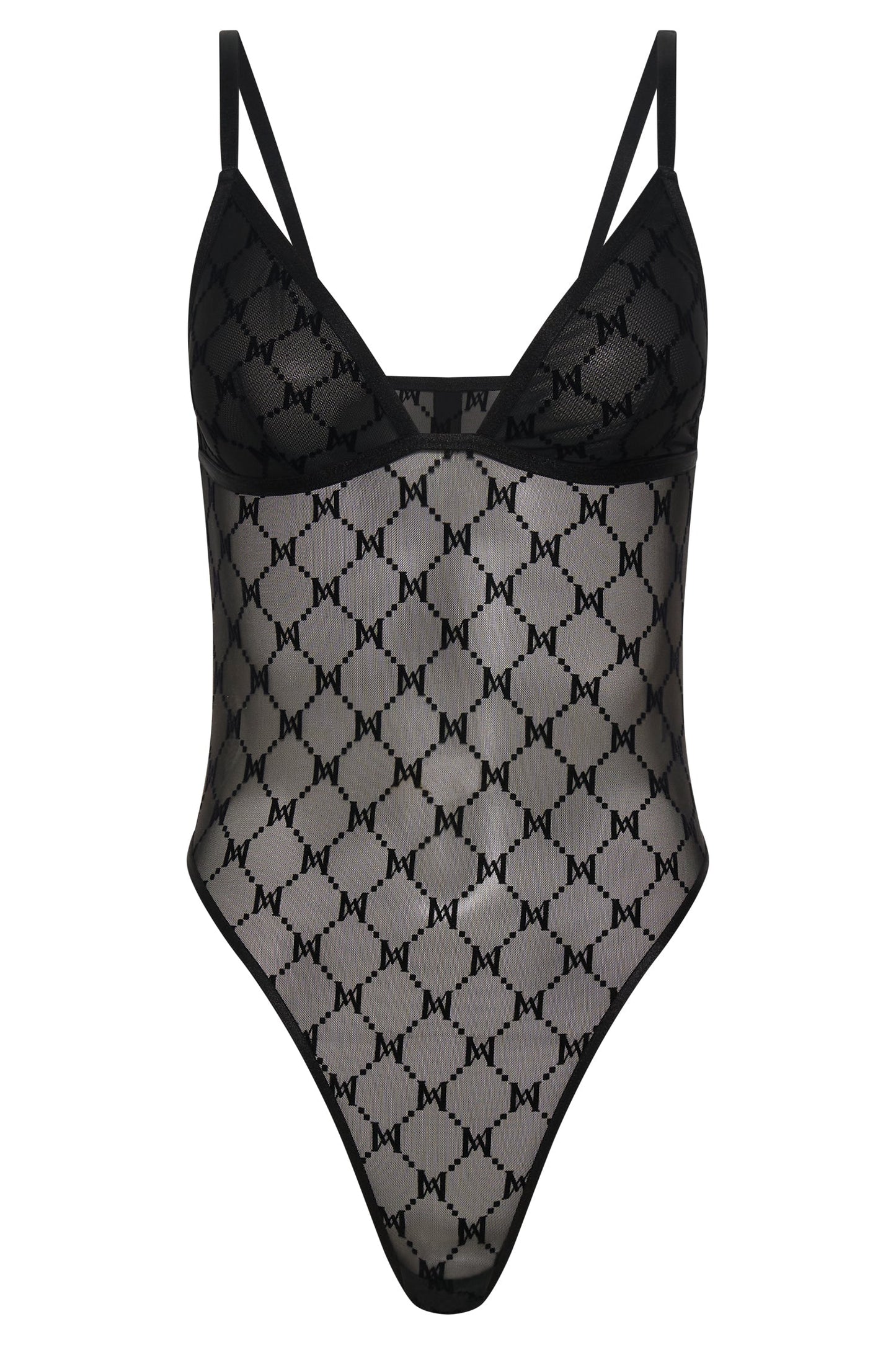 Millie Monogram Bodysuit - Black