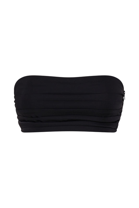 Lola Ruched Crepe Bandeau - Black