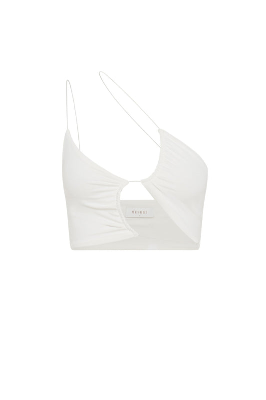 Montana Ruched Cut Out Crop Top - White