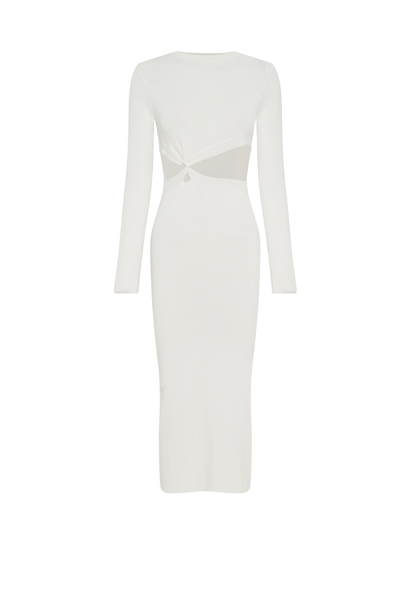 Mila Twist Front Knit Midi Dress - White