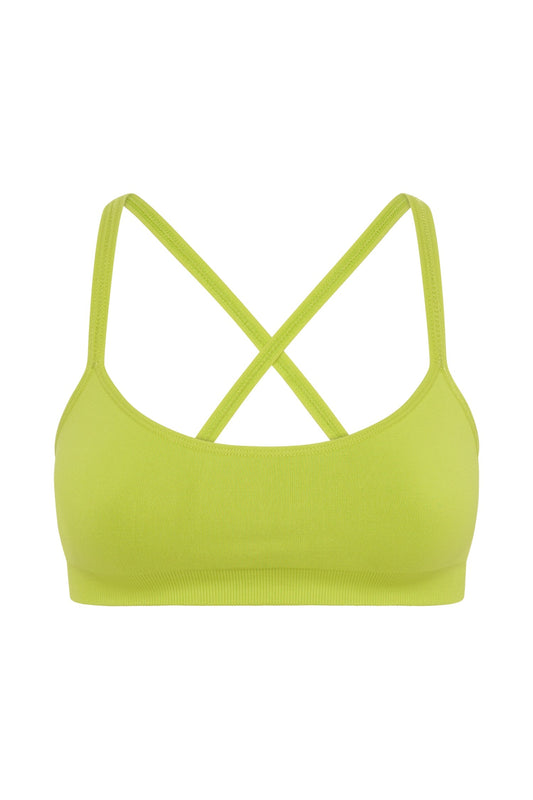 Nyx Cross Back Seamless Crop - Lime Green