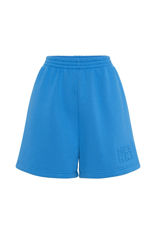 Reese Embossed Fleeceback Shorts - Blue