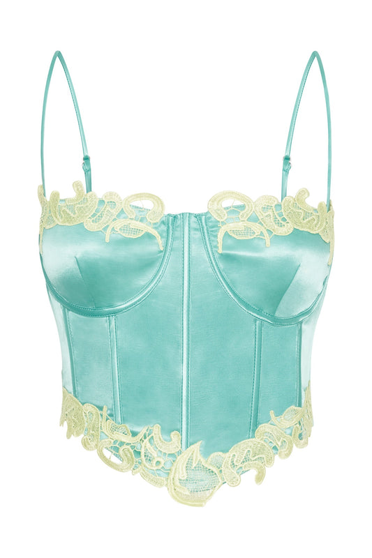 Tatiana Corset Top With Lace - Mint