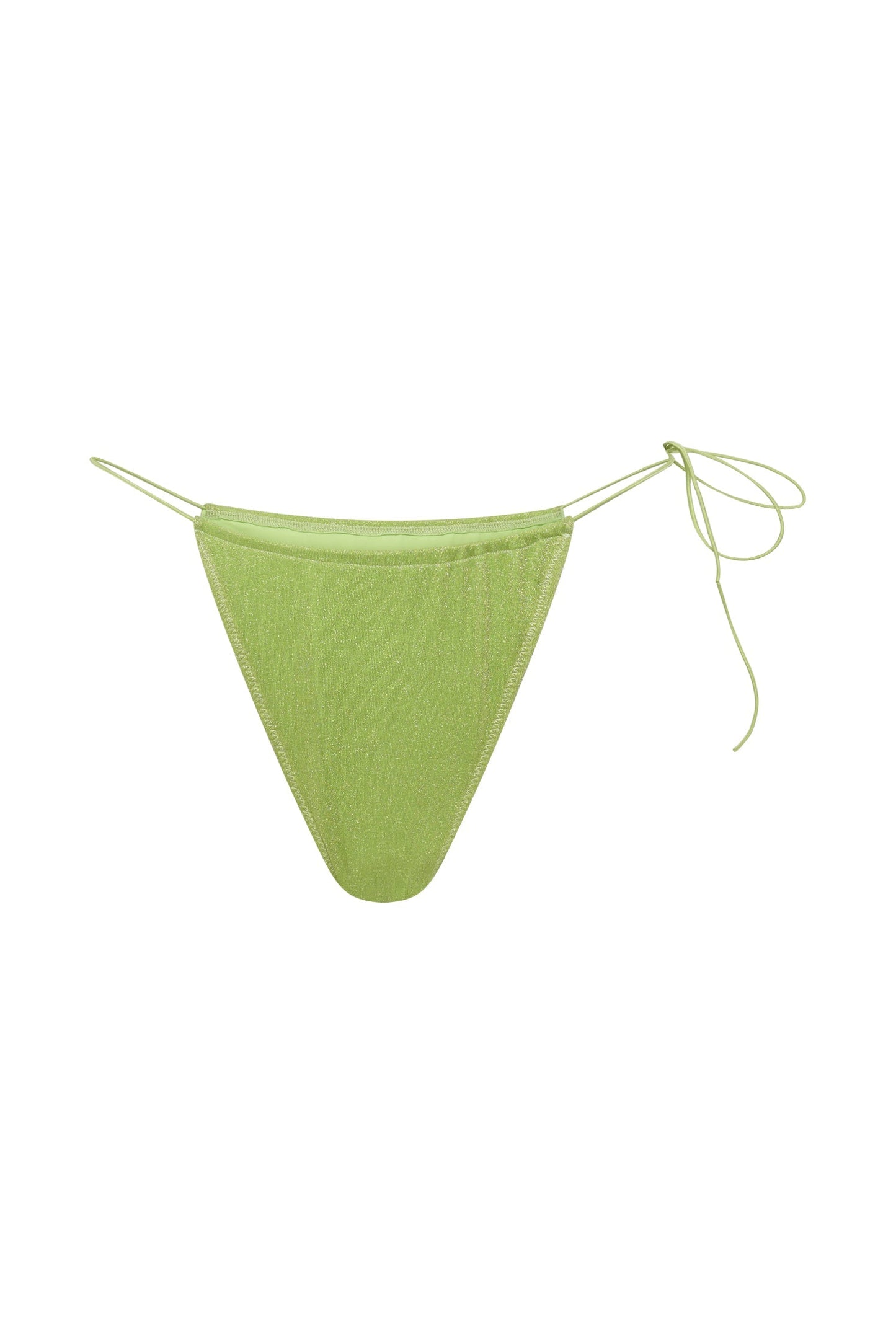 Andie Ruched String Side Bikini Brief - Lime Sparkle