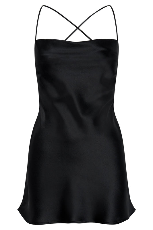 Sydney Mini Satin Dress - Black