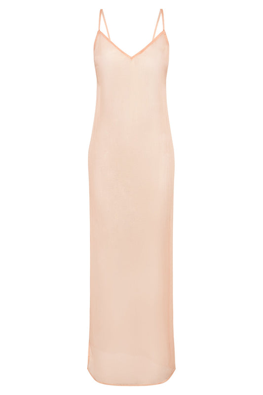 Phoebe Sheer Iridescent Maxi Dress - Peach