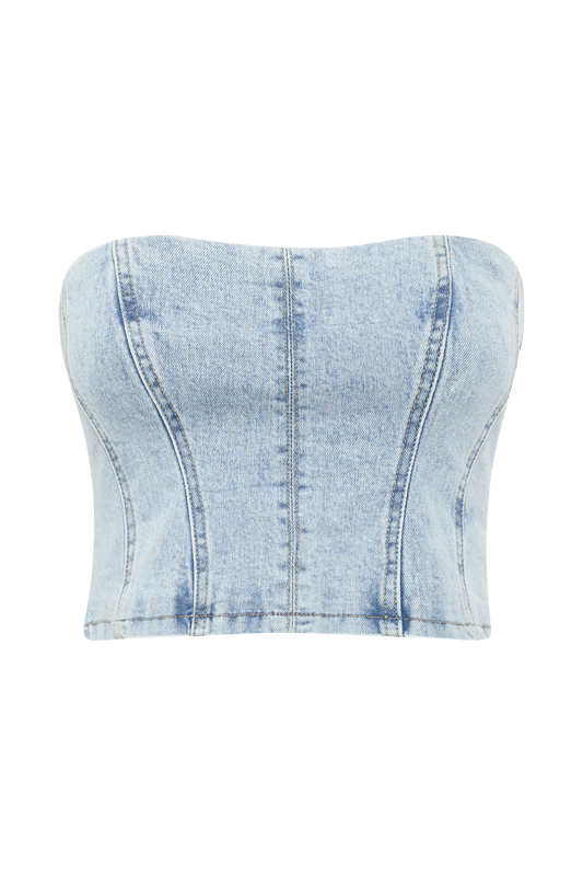 Jordana Denim Tube Top - Light Blue