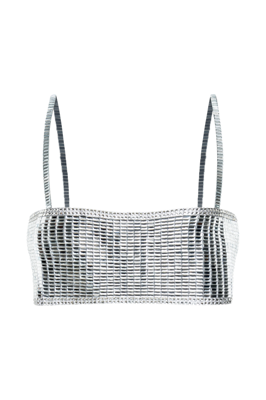 Miriam Mirror Crop Top - Silver