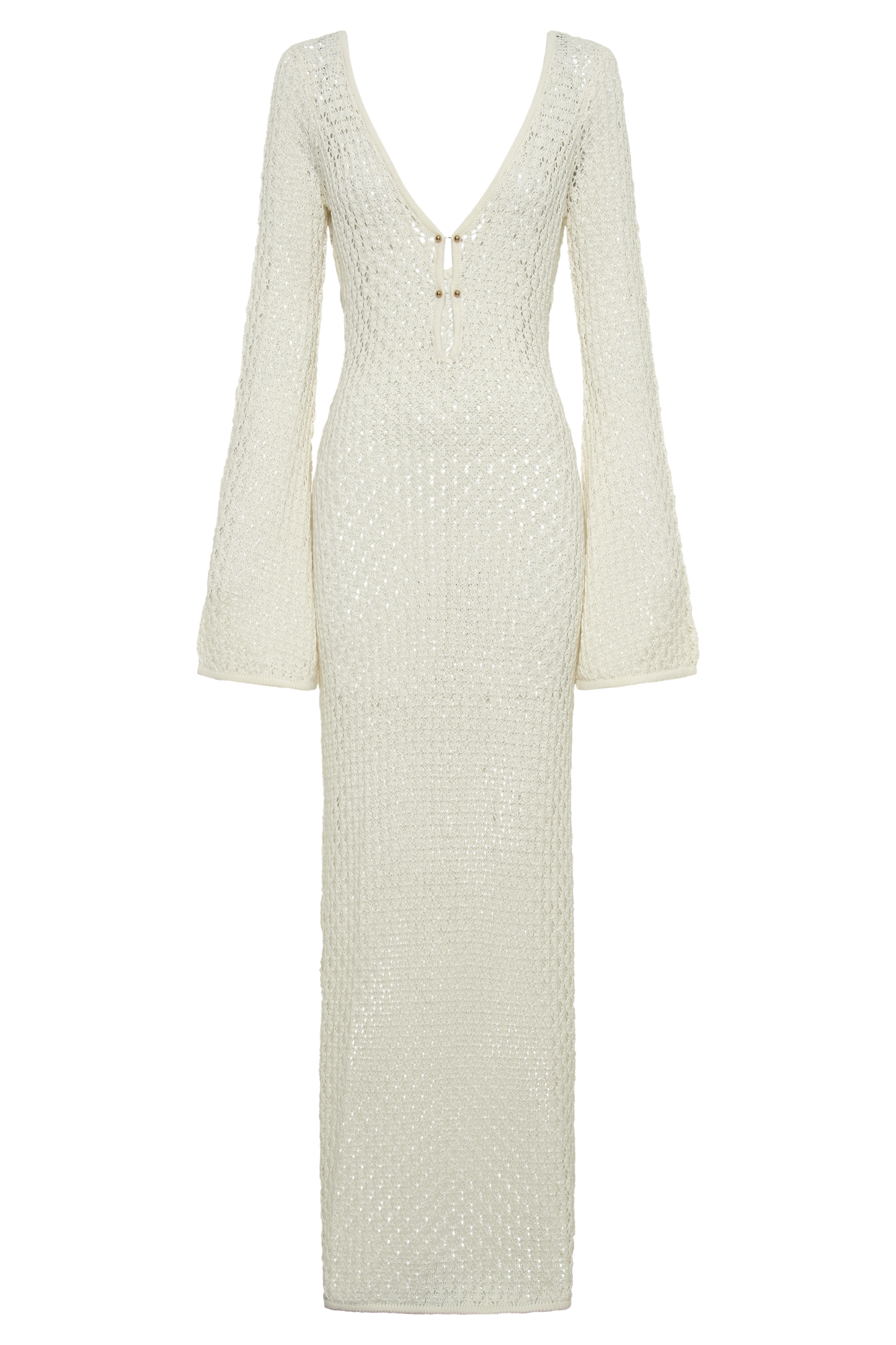 Kayleigh Crochet Fishtail Flare Sleeve Maxi Dress - White