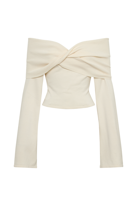 Marlisa Off Shoulder Twist Top - Ivory