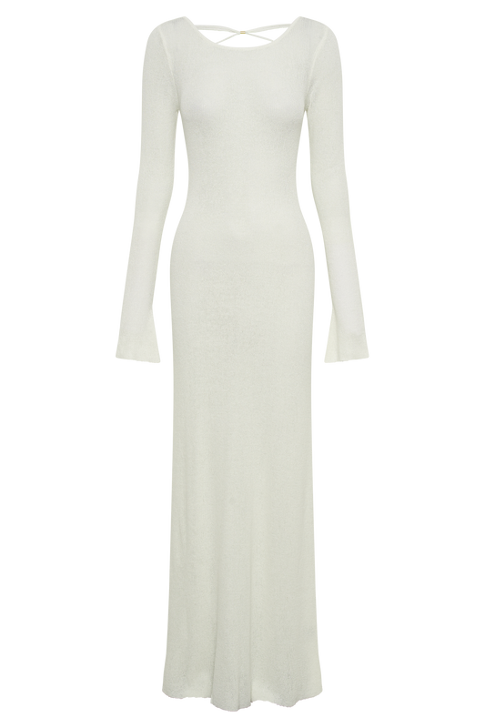 Talia Maxi Open Back Knit Dress - Ivory