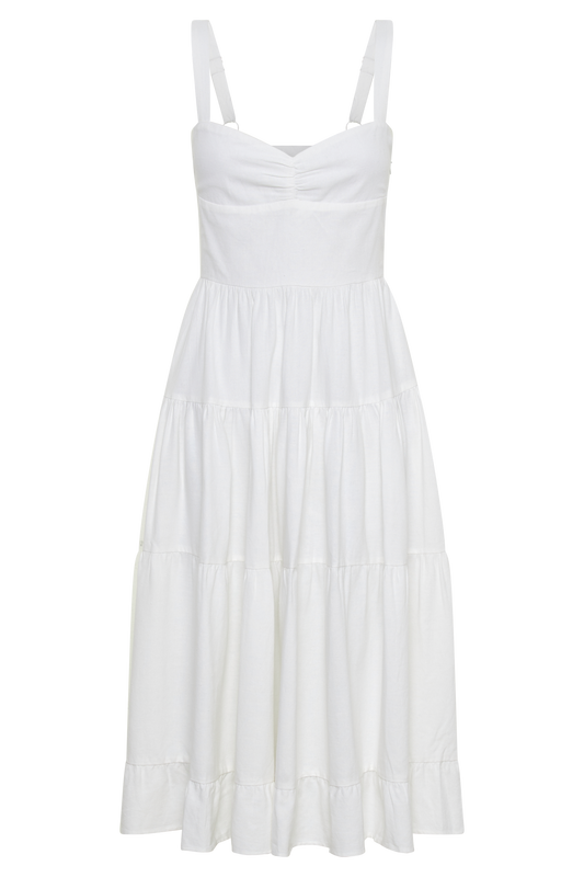 Adriana Linen Midi Dress - White