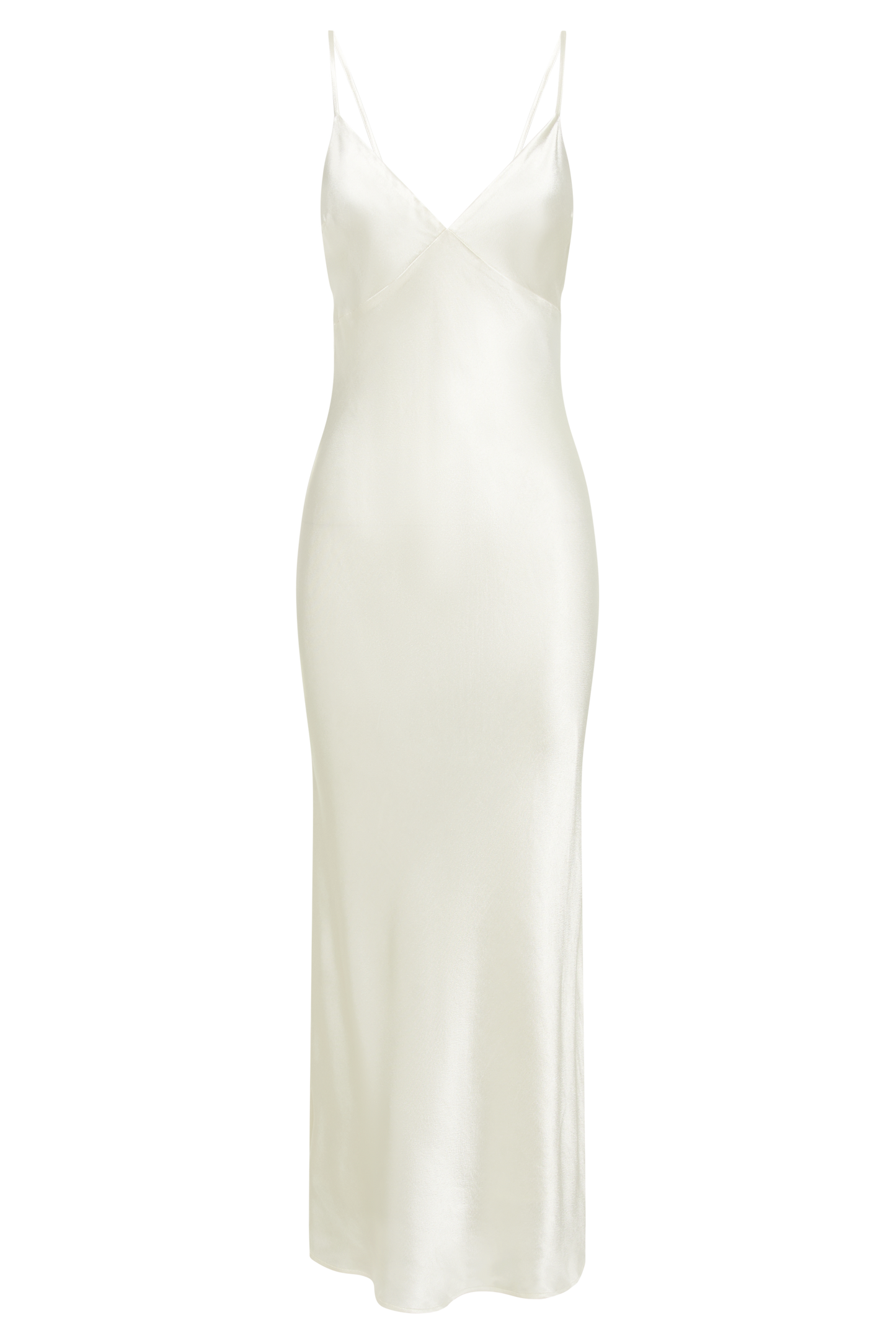 Kiko Satin Chiffon Midi Dress - Ivory