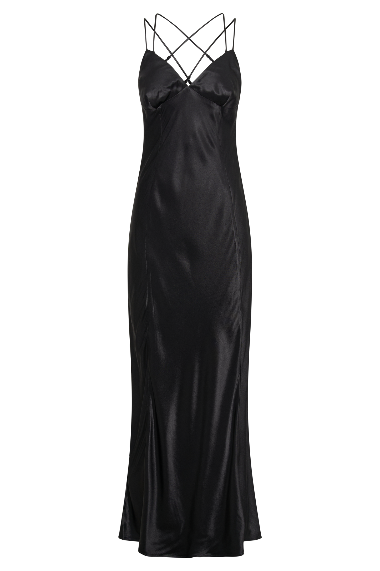 Makari Satin Maxi Dress - Black