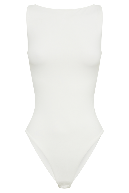 Fiona Recycled Nylon Low Back Bodysuit - White