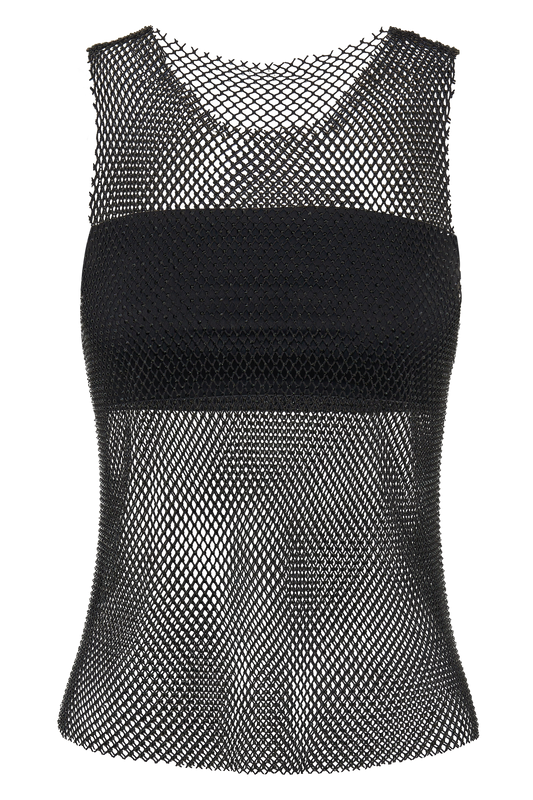 Emerson Diamante Mesh Tank Top - Black