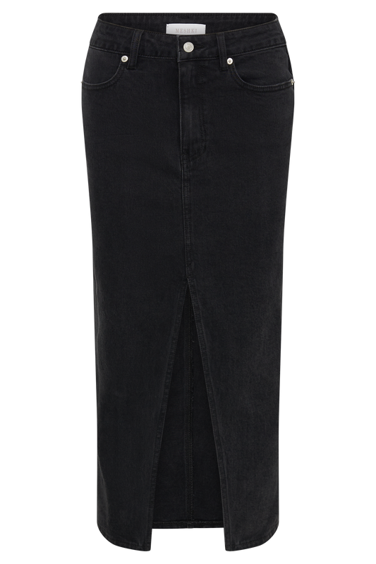 Acacia Denim Midi Skirt - Washed Black