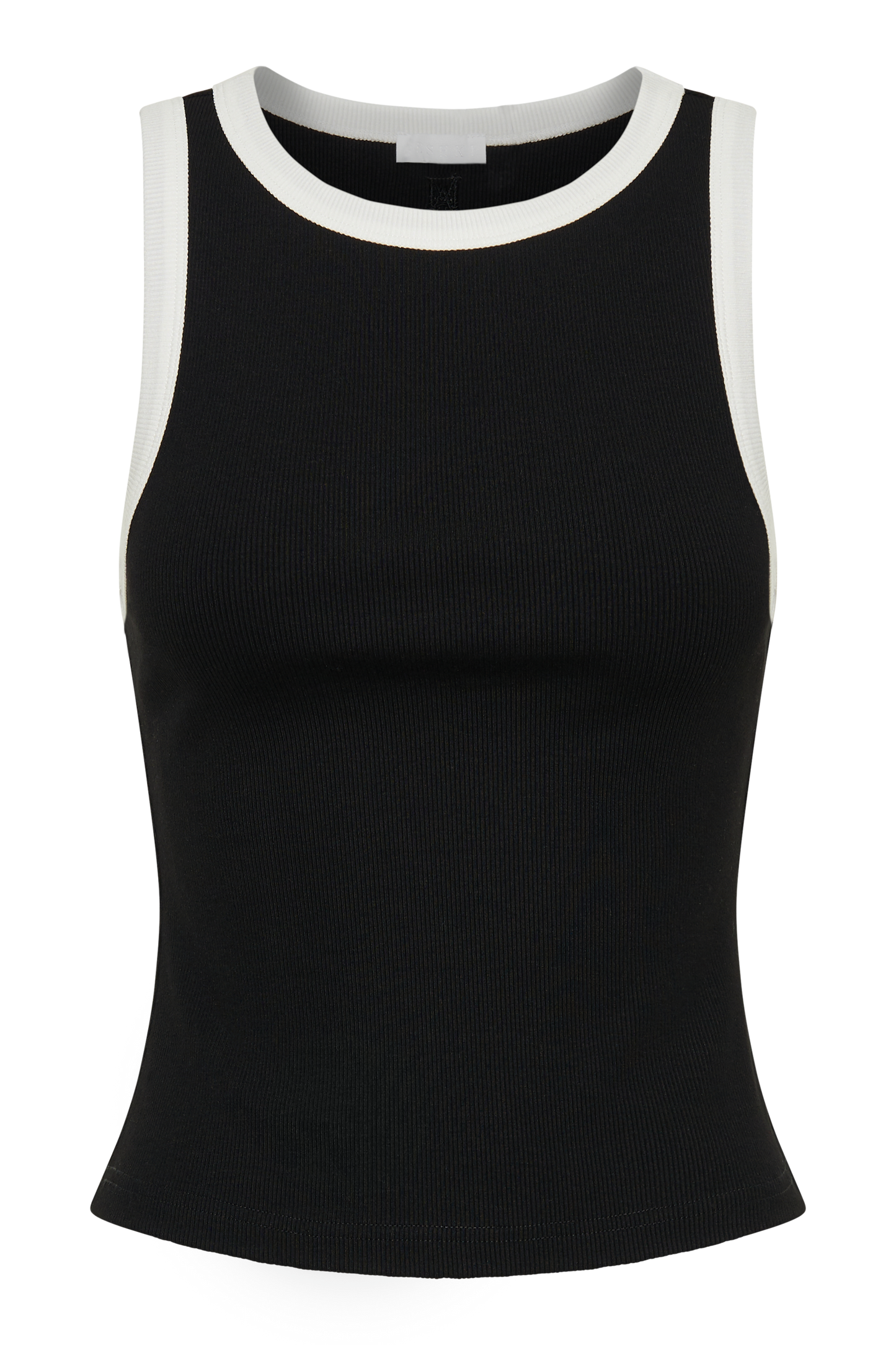 Zanna Contrast Ribbed Tank Top - Black/White