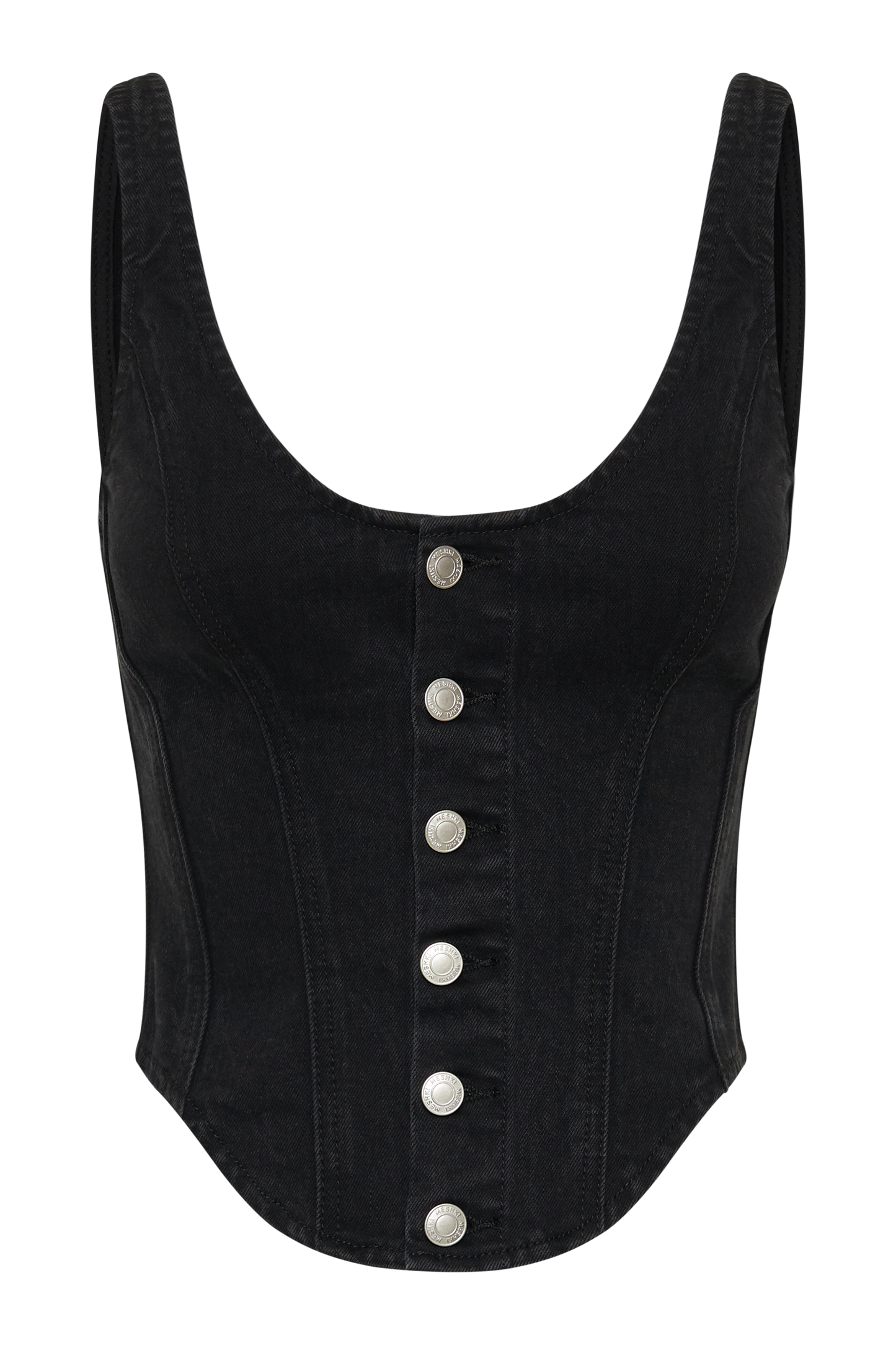 Leilani Corset Denim Top - Washed Black