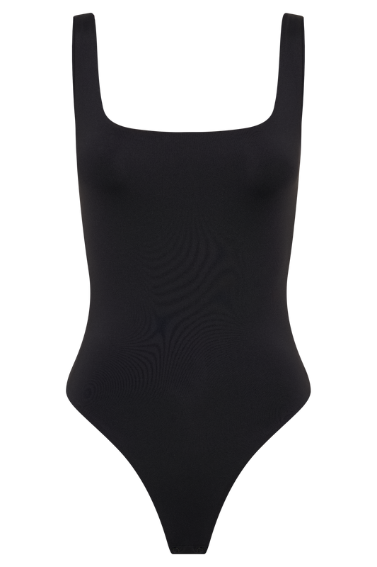 Charlie Recycled Nylon Scoop Neck Bodysuit - Black