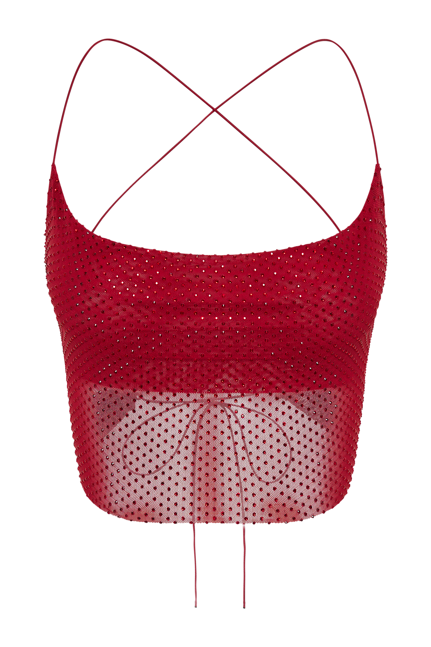 Tamra Strappy Diamante Top - Vermilion Red