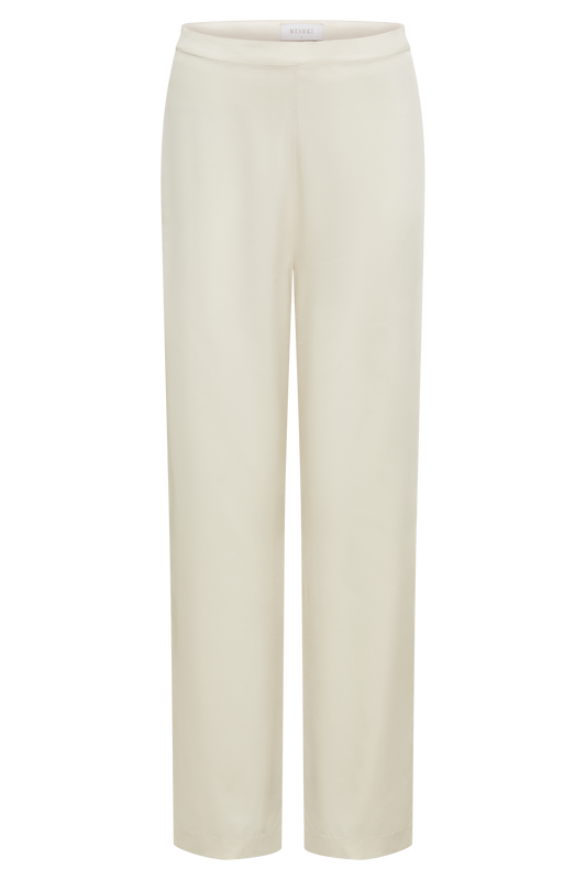 Elisa Satin Straight Leg Pant - Sand