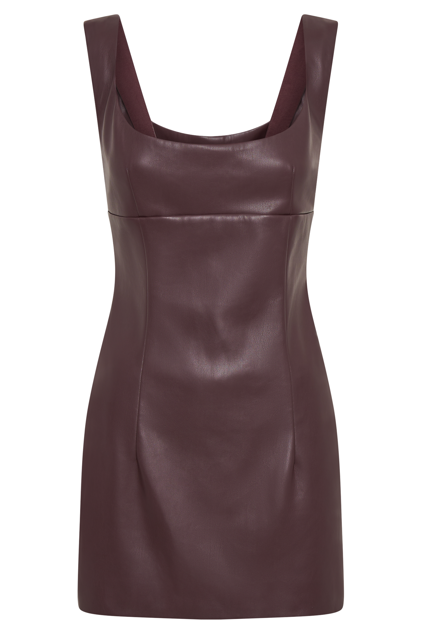 Cara Faux Leather Mini Dress - Plum