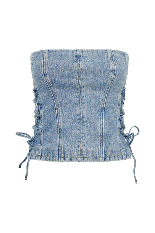 Scheana Denim Corset - Mid Blue