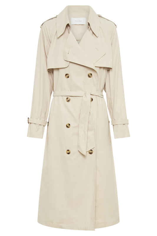 Channing Trench Coat With Belt - Cream