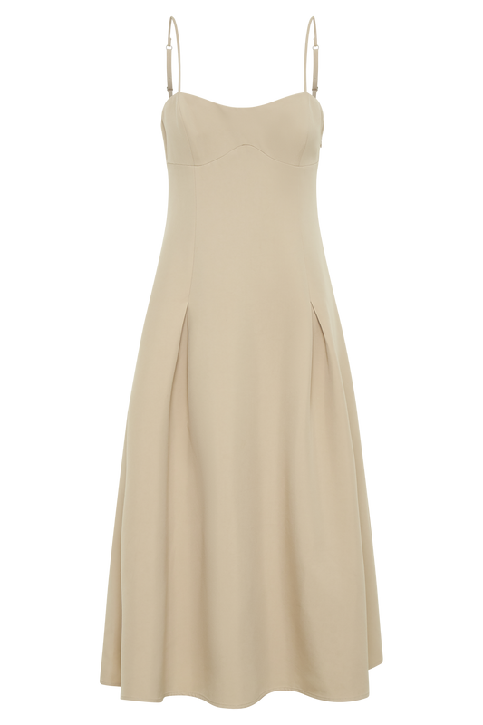 Alaina A-Line Midi Dress - Natural