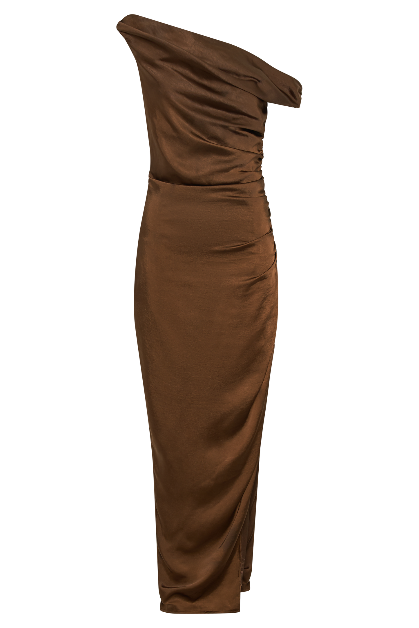 Arianne Draped Satin Maxi Dress - Dark Chocolate