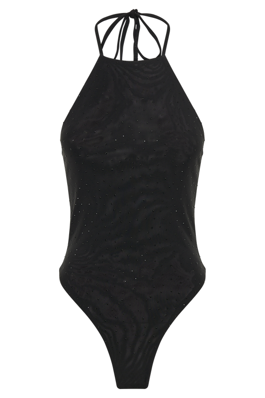 Alani Hot Fix Mesh Bodysuit - Black