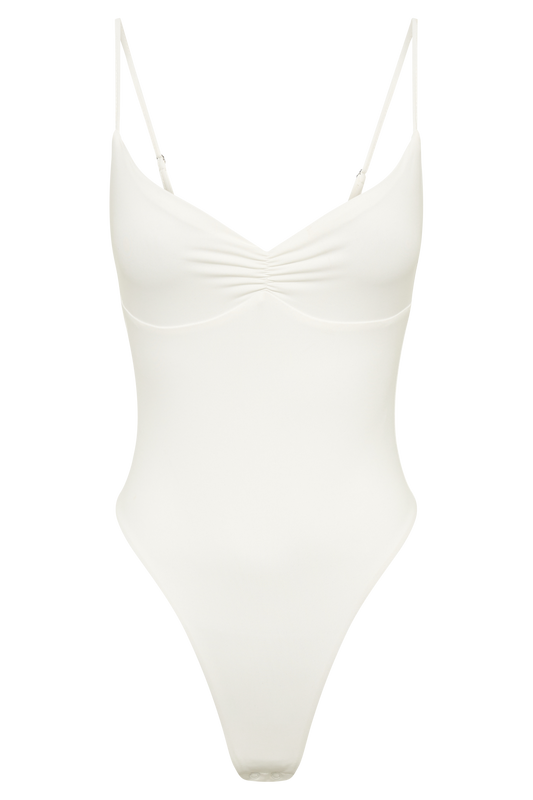 Leah Recycled Nylon Backless Bodysuit - White