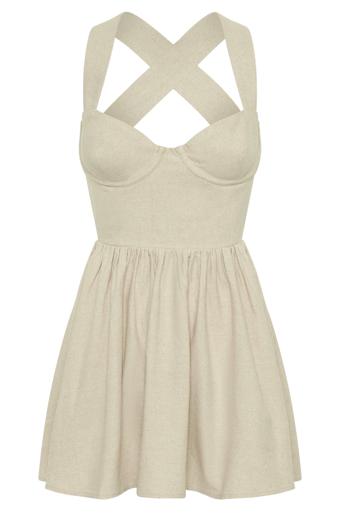 Loz Tie Back Linen Mini Dress - Natural