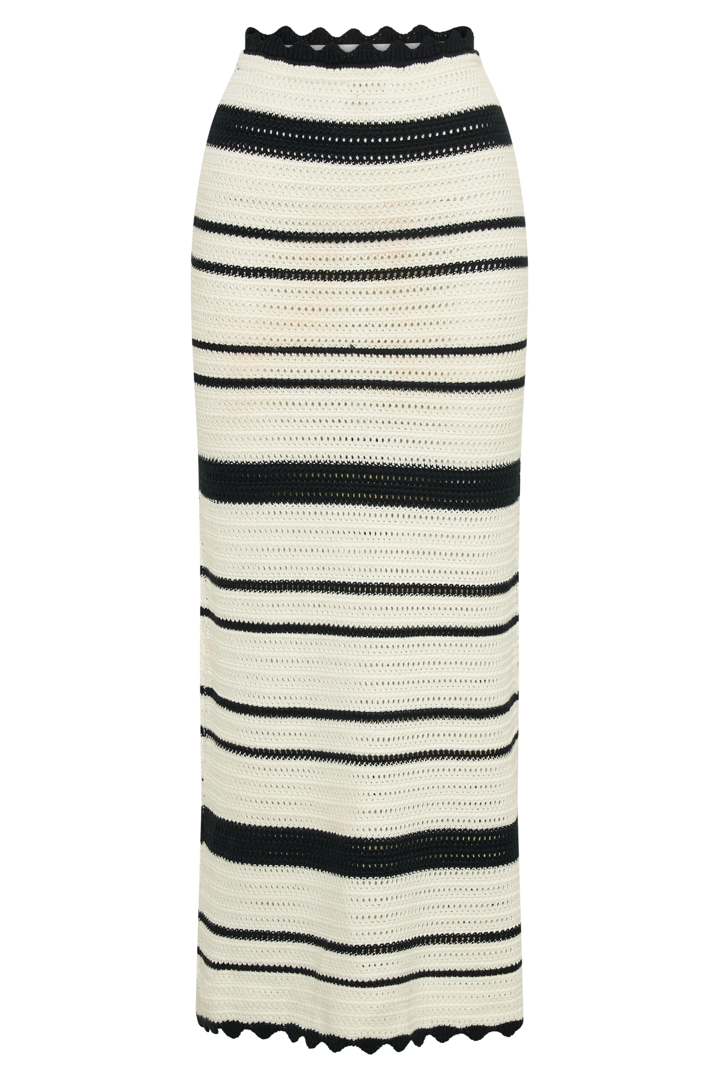 Jadia Contrast Crochet Fishtail Maxi Skirt - Black/White