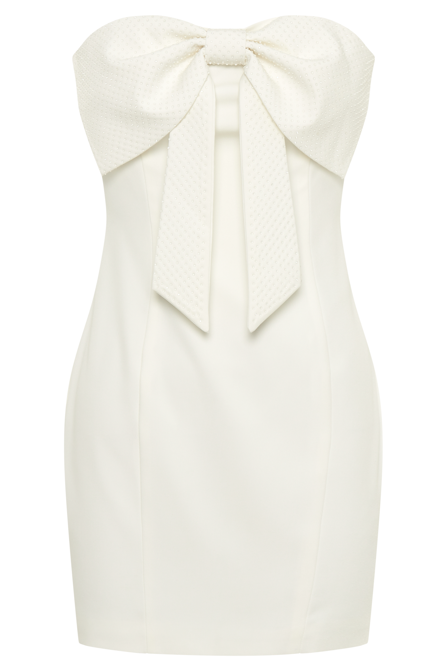 Saoirse Strapless Mini Dress With Diamante Bow - White