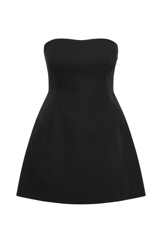 Neeka Strapless Bow Back Mini Dress - Black