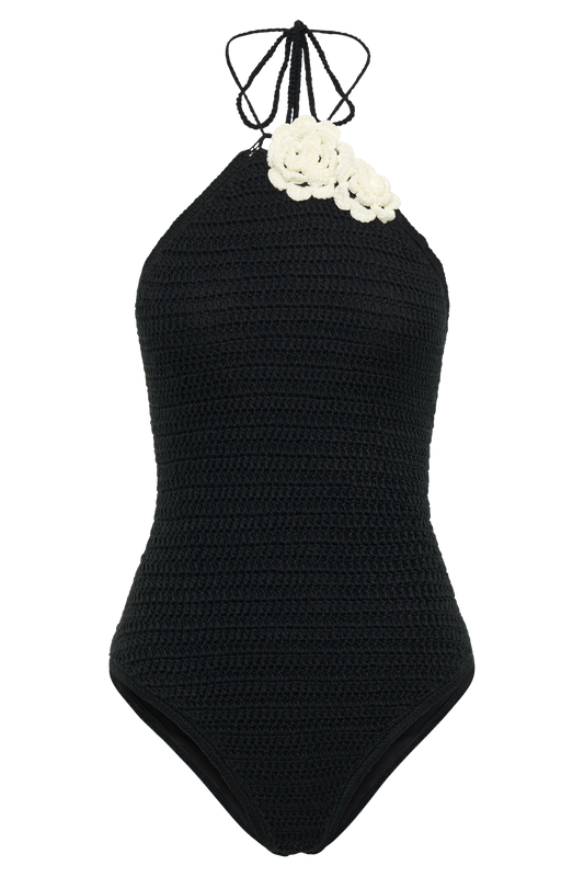 Marley Rose Crochet One Piece - Black/White