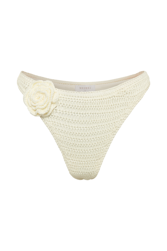 Valencia Rose Crochet Bikini Bottom - Ivory