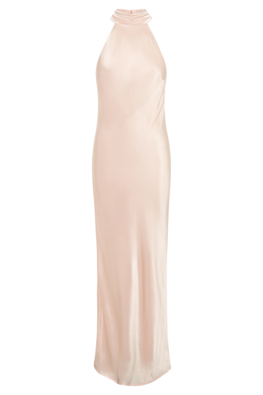 Claire Satin Drape Back Maxi Dress - Rosewater