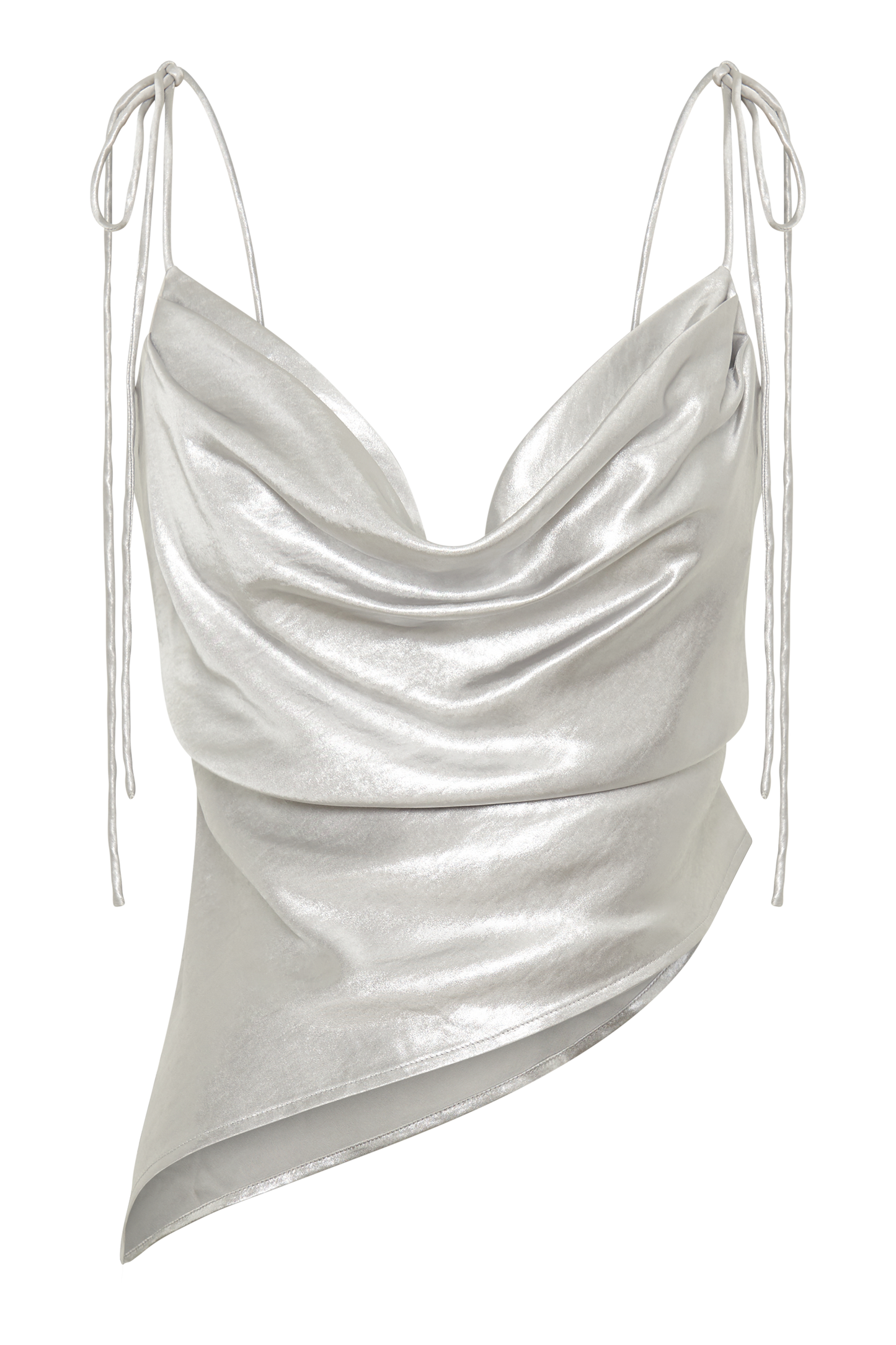 Zavani Asymmetrical Satin Camisole - Silver