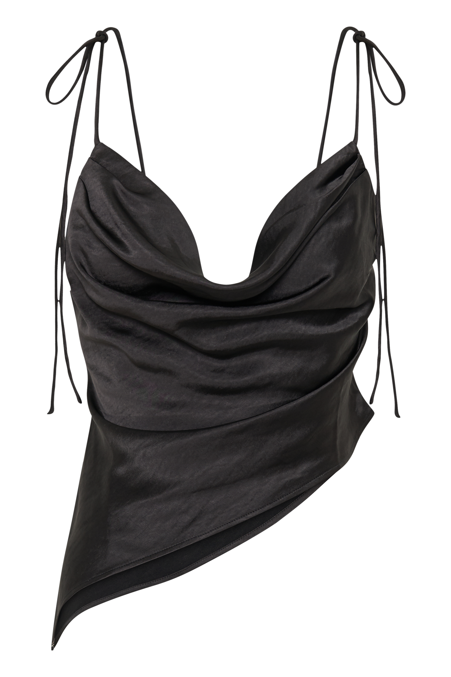 Zavani Asymmetrical Satin Camisole - Black