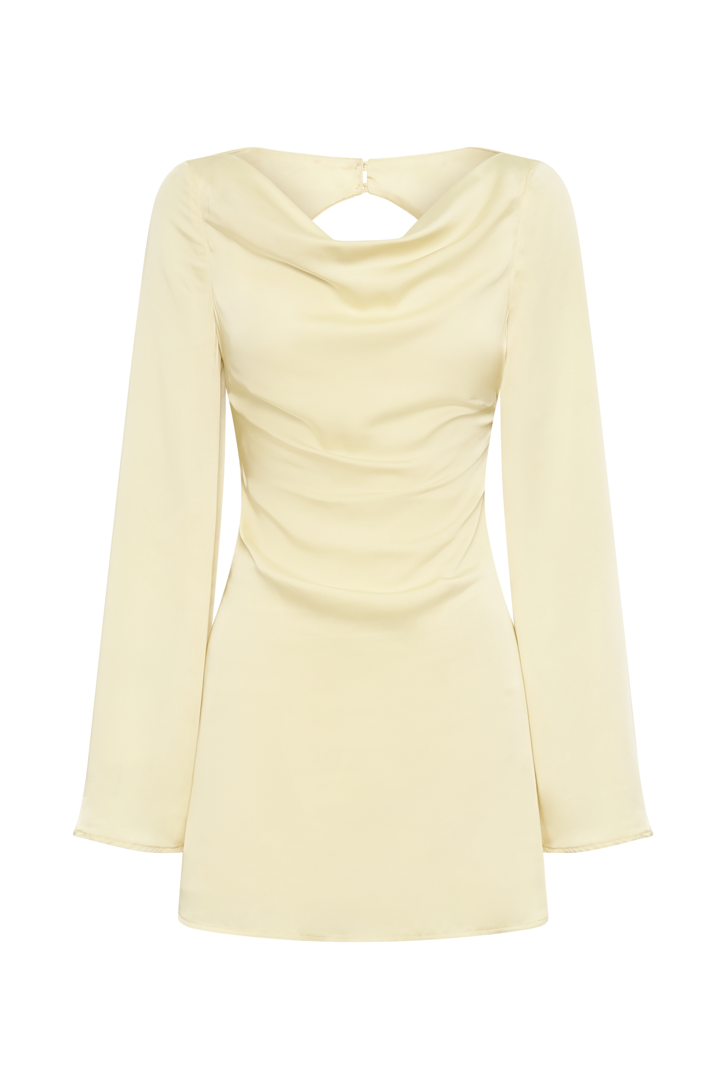 Ariana Satin Mini Dress With Cowl - Lemon