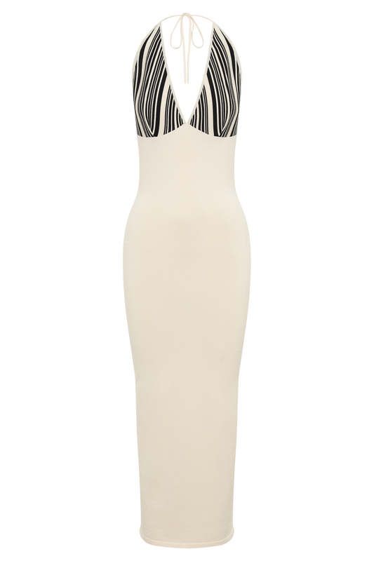 Dana Stripe Knit Halter Midi Dress - Ivory