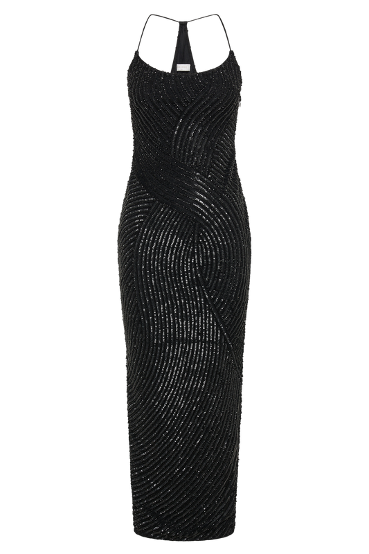 Tierra Sequin Maxi Dress - Black