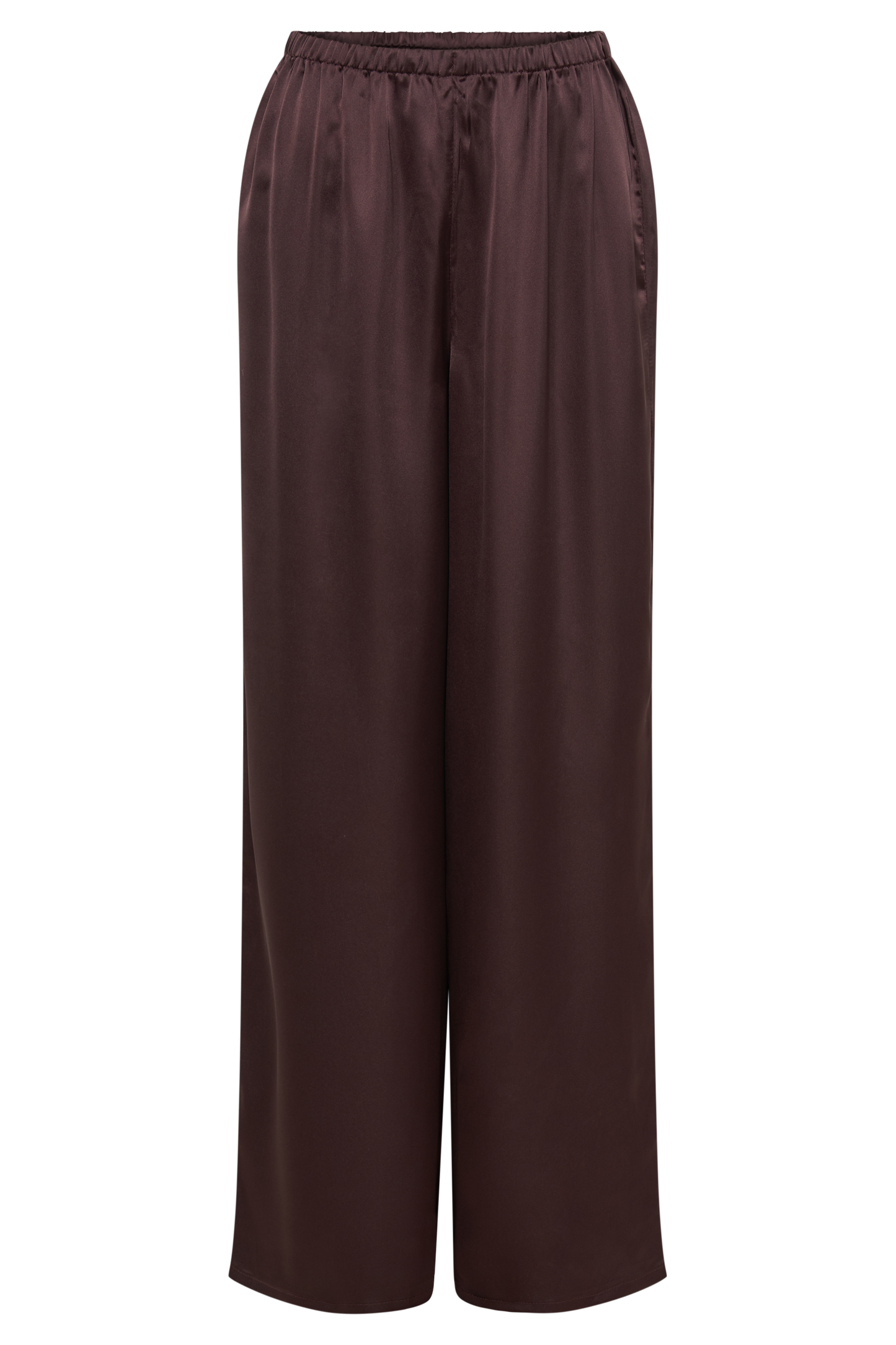 Marciela Satin Straight Leg Pant - Dark Chocolate