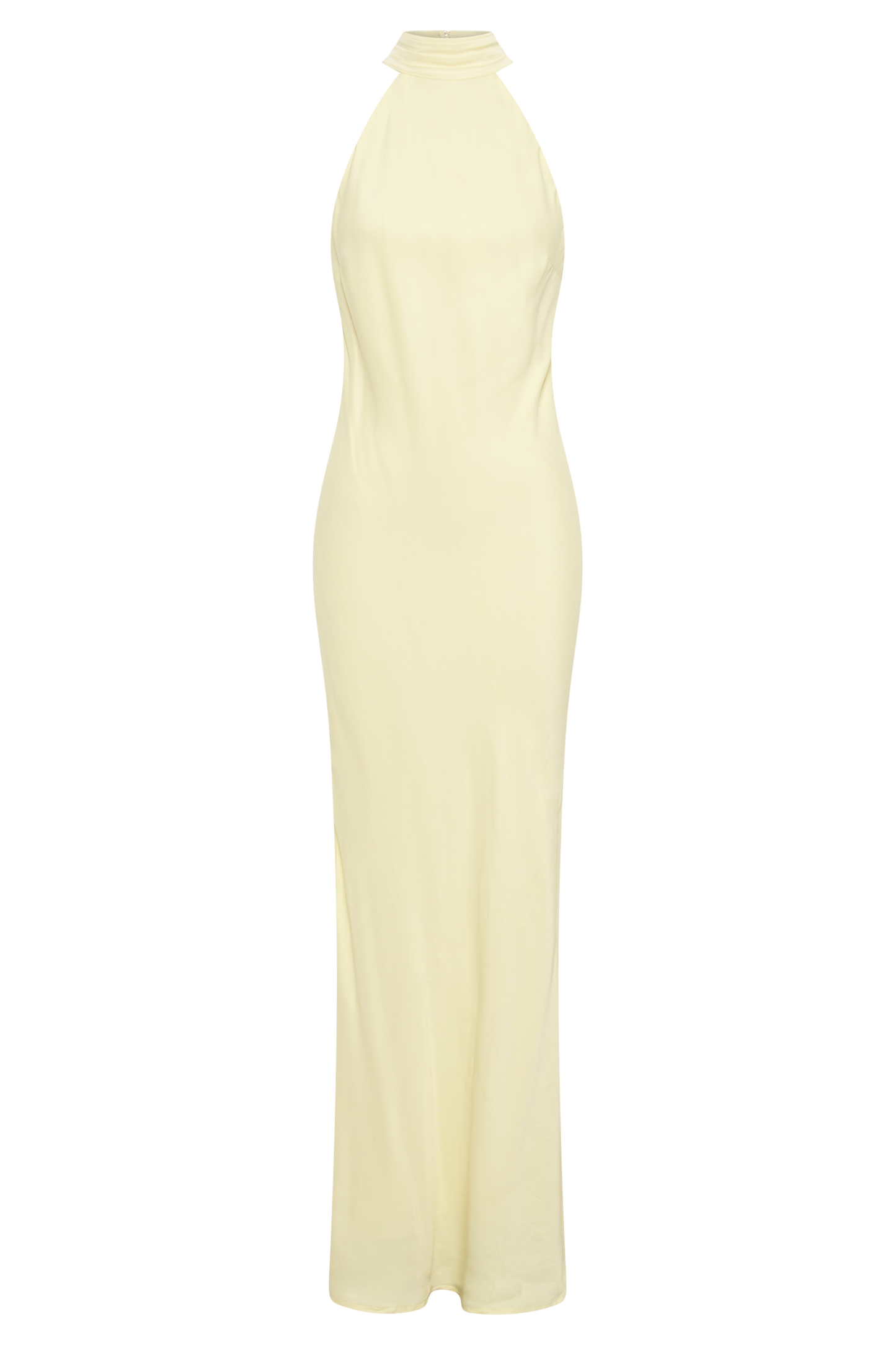 Claire Matte Satin Drape Back Maxi Dress - Light Yellow