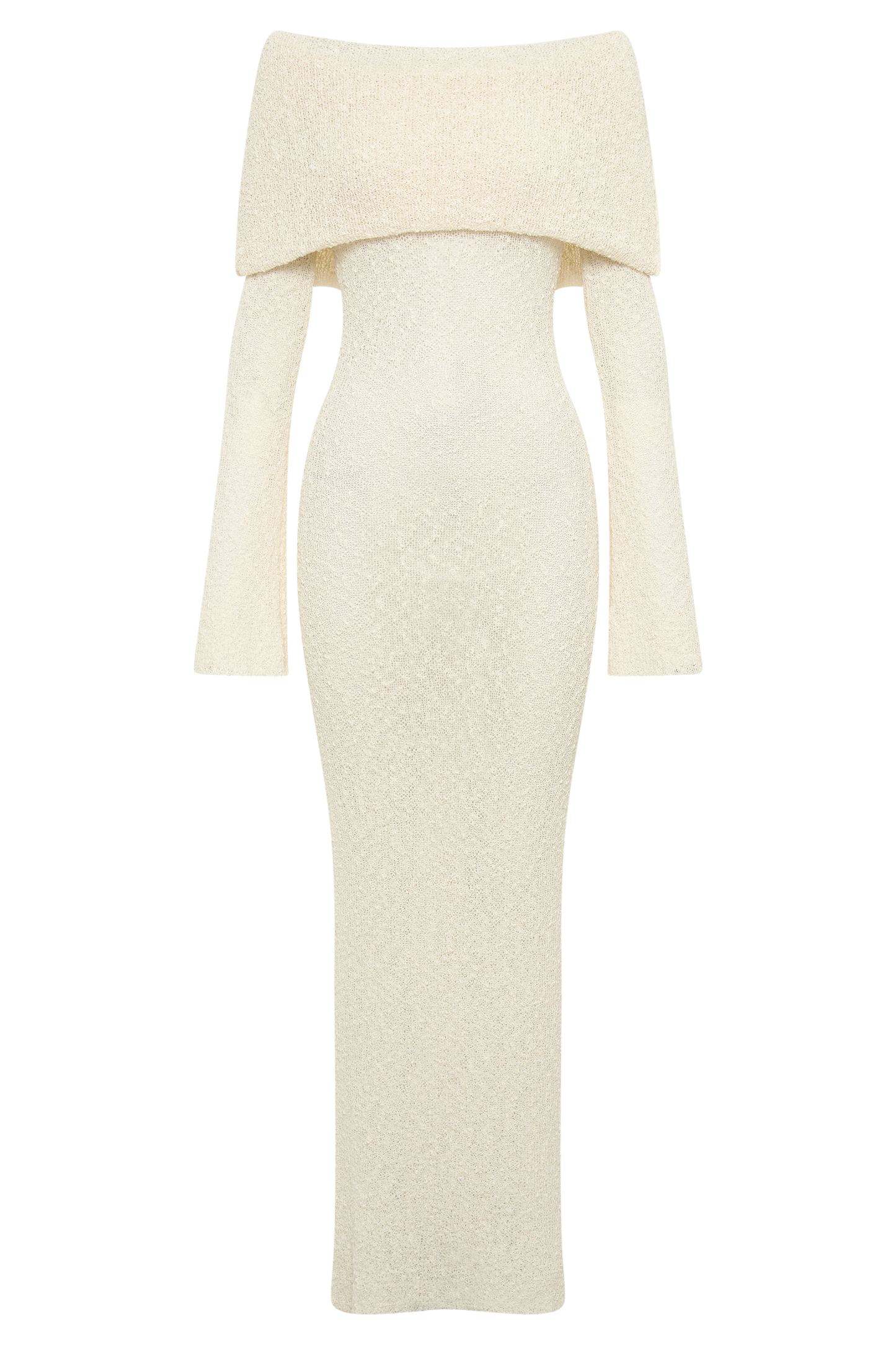 Marisol Off Shoulder Boucle Maxi Dress - Ivory