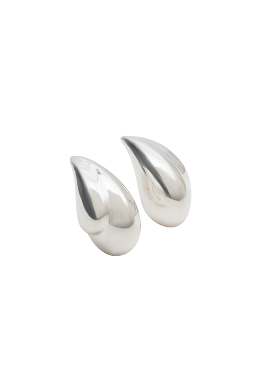 Zadie Oversized Double Teardrop Earrings - Silver